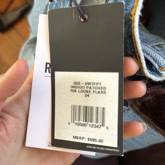 RE/Done Levi’s Indigo Patched 70s flare jeans size 24 - Picture 5 of 5